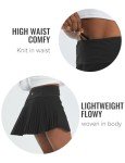 BALEAF Pleated Tennis Skirt Skorts Skirts for Woman High Waisted Lightweight Athletic Golf Workout with Shorts Pockets Black Medium