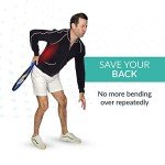 POP-IT Tennis Ball Pick Up Device for Racket | No-Bend, Hands-Free Retriever | Racquet Accessory for Men & Women | Portable Hopper & Collector Equipment for Court (Standard, Black)