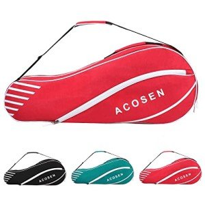 ACOSEN Tennis Bag 3 Racquet - Lightweight Tennis Bags for Women and Men, Tennis Racquet Cover Bag with Protective Pad for Professional or Beginner Tennis Players (Red)