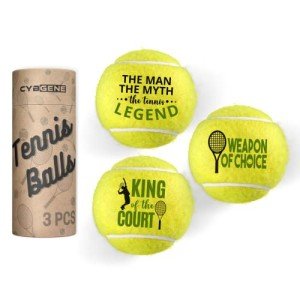 CybGene Tennis Gifts, Set of 3 Unique Tennis Balls with Gift Package, Perfect for Tennis Teammate, Partners - Men/Boys