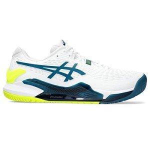 ASICS Men's Gel-Resolution 9 Tennis Shoes, 12, White/RESTFUL Teal