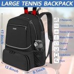 Ytonet Tennis Bag Tennis Backpack for Women Men 2 Rackets with Insulated Pocket Ventilated Shoe Compartment