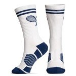 ChalkTalkSPORTS Tennis Performance Crew Socks - Crossed Racquets - Navy - Tennis Mid-Calf Socks - Adult