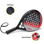 Padel Racket Carbon Fiber Surface with EVA Memory Flex Foam Core Padel Tennis Racquets Lightweight (8300-red)