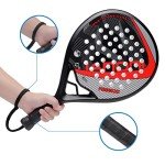 Padel Racket Carbon Fiber Surface with EVA Memory Flex Foam Core Padel Tennis Racquets Lightweight (8300-red)