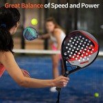 Padel Racket Carbon Fiber Surface with EVA Memory Flex Foam Core Padel Tennis Racquets Lightweight (8300-red)