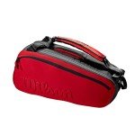 WILSON Clash V2 Super Tour Tennis Racket Bag - Red/Black, Holds up to 6 Rackets