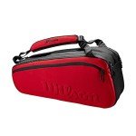 WILSON Clash V2 Super Tour Tennis Racket Bag - Red/Black, Holds up to 6 Rackets