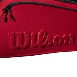 WILSON Clash V2 Super Tour Tennis Racket Bag - Red/Black, Holds up to 6 Rackets