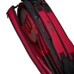 WILSON Clash V2 Super Tour Tennis Racket Bag - Red/Black, Holds up to 6 Rackets