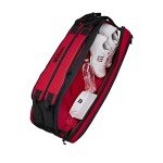 WILSON Clash V2 Super Tour Tennis Racket Bag - Red/Black, Holds up to 6 Rackets