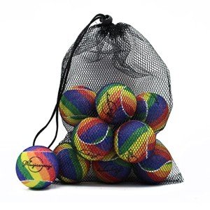 Magicorange Tennis Balls, 12 Pack Advanced Training Tennis Balls Practice Balls, Pet Dog Playing Balls, Come with Mesh Bag for Easy Transport, Good for Beginner Training Ball (Rainbow)