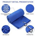 VitalCozy 4 Pieces Tennis Towel Funny Embroidered Tennis Towel with 4 Clip Sports Court Accessory Gifts for Men Women(Classic Style)