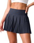 SANTINY Pleated Tennis Skirt for Women with Pockets Shorts Women's High Waisted Lightweight Athletic Golf Skorts Skirts for Casual(Navy_M)