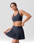 SANTINY Pleated Tennis Skirt for Women with Pockets Shorts Women's High Waisted Lightweight Athletic Golf Skorts Skirts for Casual(Navy_M)