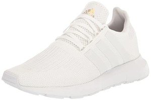 adidas Women's Swift Run Sneaker, White/White/Gold Metallic, 9