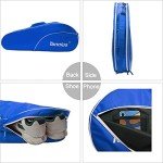 Tannius 3-5 Racket Tennis Bag, with Shoe & Phone Compartment and Protective Pad, Super Roomy and Lightweight Racquet Bag for Tennis, Badminton (Blue)