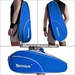 Tannius 3-5 Racket Tennis Bag, with Shoe & Phone Compartment and Protective Pad, Super Roomy and Lightweight Racquet Bag for Tennis, Badminton (Blue)