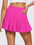 CRZ YOGA Cute Pleated Skirts for Women High Waisted Tennis Golf Skorts with Pockets Casual Athletic Workout Skater Hibiscus Purple Small
