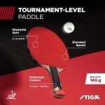 STIGA Pro Carbon Performance-Level Table Tennis Racket with Carbon Technology for Tournament Play - Red and Blue Colors