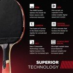 STIGA Pro Carbon Performance-Level Table Tennis Racket with Carbon Technology for Tournament Play - Red and Blue Colors
