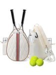 Lunbxx Tennis Bags Holds 2 Rackets for Women & Men, Tennis Backpack Crossbody & Shoulder Racket Bag, Insulated Pocket, Pickleball Bags for Women, Men and Youth (beige)