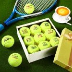 Seenelling 12 Pcs Training Tennis Balls Funny Tennis Gifts with Mesh Carry Bag, High Elasticity Practice Exercise Tennis Balls for Tennis Teammate Partners Women