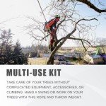 SOB Arborist Throw Line Kit with Slick Rope 197FT, Throw Weight, Reflective Storage Bag, Suit for Tree Cutting,Camping, Trimming, Hanging Swing, Forestry Tree Gear ﻿