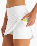Stelle Women Tennis Skirt Athletic Skort High Waisted Golf Inner Shorts with Pockets Running Sports Pickleball(White,S)