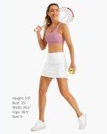 Stelle Women Tennis Skirt Athletic Skort High Waisted Golf Inner Shorts with Pockets Running Sports Pickleball(White,S)