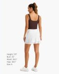 Stelle Women Tennis Skirt Athletic Skort High Waisted Golf Inner Shorts with Pockets Running Sports Pickleball(White,S)