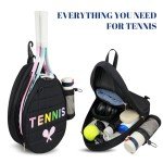 NZNDB Tennis Bags for Women Girl, Tennis Sling Crossbody Backpack, Water Resistant Tennis Bag for Pickleball, Tennis, Racketball (Black)