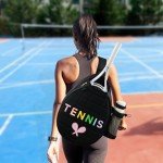 NZNDB Tennis Bags for Women Girl, Tennis Sling Crossbody Backpack, Water Resistant Tennis Bag for Pickleball, Tennis, Racketball (Black)