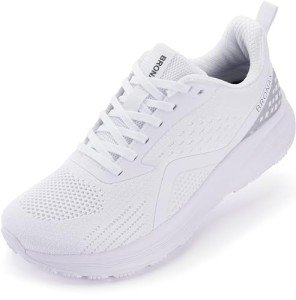 BRONAX Womens Wide Tennis Shoes Lace up Mesh Running Breathable Size 7w Rubber Sole Outdoor Athletics Sports Fitness Female Footwear Casual Jogging Walking Sneakers Light White 38