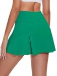 Ibeauti Womens Back Pleated Athletic Tennis Skorts Golf Skirts with 3 Pockets Mesh Shorts for Running Active Workout (Green, Medium)