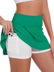 Ibeauti Womens Back Pleated Athletic Tennis Skorts Golf Skirts with 3 Pockets Mesh Shorts for Running Active Workout (Green, Medium)