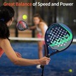 Padel Racket Carbon Fiber Surface with EVA Memory Flex Foam Core Padel Tennis Racquets Lightweight (8300-green)