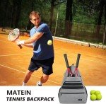 MATEIN Tennis Bag Tennis Racket Bags, Large Tennis Backpack for Men & Women with Shoe Compartment Hold 2 Rackets, Pickleball Paddles, Badminton Racquet, Balls Accessories, Waterproof Tennis Gifts Bag