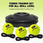 LOYPEXE Tennis Practice Rebounder Tennis Trainer Set Solo Tennis Trainer with String Practice Equipment 3 Replacement Rebound Balls Portable Tennis Practice Equipment for Adults Kids Beginners