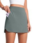 CRZ YOGA High Waisted Golf Skirts for Women A Line Tennis Athletic Casual Skort with Inner Shorts Pockets Grey Sage Medium