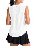 SANTINY Women's Sleeveless Workout Tops Breathable Lightweight Active Tennis Yoga Shirts Athletic Running Tank Tops for Women (White_M)