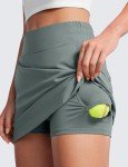 CRZ YOGA High Waisted Golf Skirts for Women A Line Tennis Athletic Casual Skort with Inner Shorts Pockets Grey Sage Medium