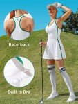 ATTRACO Womens Athletic Dress with Shorts & Bra Colorblock Tennis Golf Dress White S