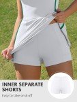 ATTRACO Womens Athletic Dress with Shorts & Bra Colorblock Tennis Golf Dress White S