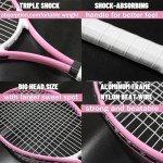 ZHUOKECE Tennis Rackets for Adult, 2 Players Adult Recreational Tennis Rackets Set for Beginners and Professional with 4 Tennis Balls, 3 Overgrips, 1 Tennis Bag (Pink)
