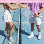 ZHUOKECE Tennis Rackets for Adult, 2 Players Adult Recreational Tennis Rackets Set for Beginners and Professional with 4 Tennis Balls, 3 Overgrips, 1 Tennis Bag (Pink)