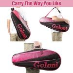Goloni Tennis Bag 3-4 Racquets with Front Extral Pocket for Other Essentials,Tennis Rackets Bag with Removable Shoulder Strap,Pink