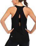 ICTIVE Womens Cross Backless Workout Tops for Women Racerback Open Back Shirts Athletic Sleeveless Clothes Black M