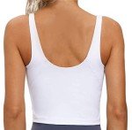 Women’s Longline Sports Bra Wirefree Padded Medium Support Yoga Bras Gym Running Workout Tank Tops (White, Medium)