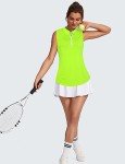 Sleeveless Golf Shirts for Women Sun Protection Womens Workout Tank Tops with Collar Quick Dry Stretchy Lightweight Printed Athleisure Clothes for Tennis, Hiking, Casual. Neon Green, XXL